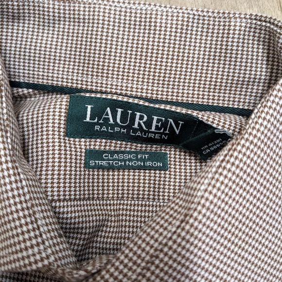 Lauren Ralph Lauren Brown and White Long Sleeve Button Down Shirt - Picture 9 of 11